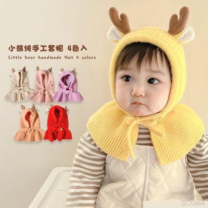 Mũ kiêm khăn choàng cổ dày dặn ấm áp dễ thương cho bé