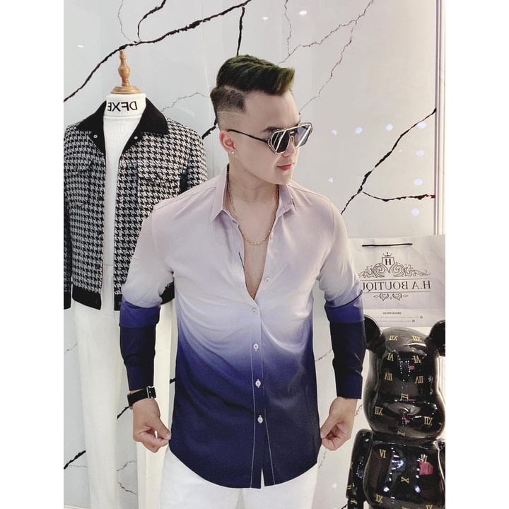 Áo Sơ mi nam dài tay họa tiết xu hướng thời trang HALLA áo sơ mi kẻ kiểu công sở hàn quốc đẹp
