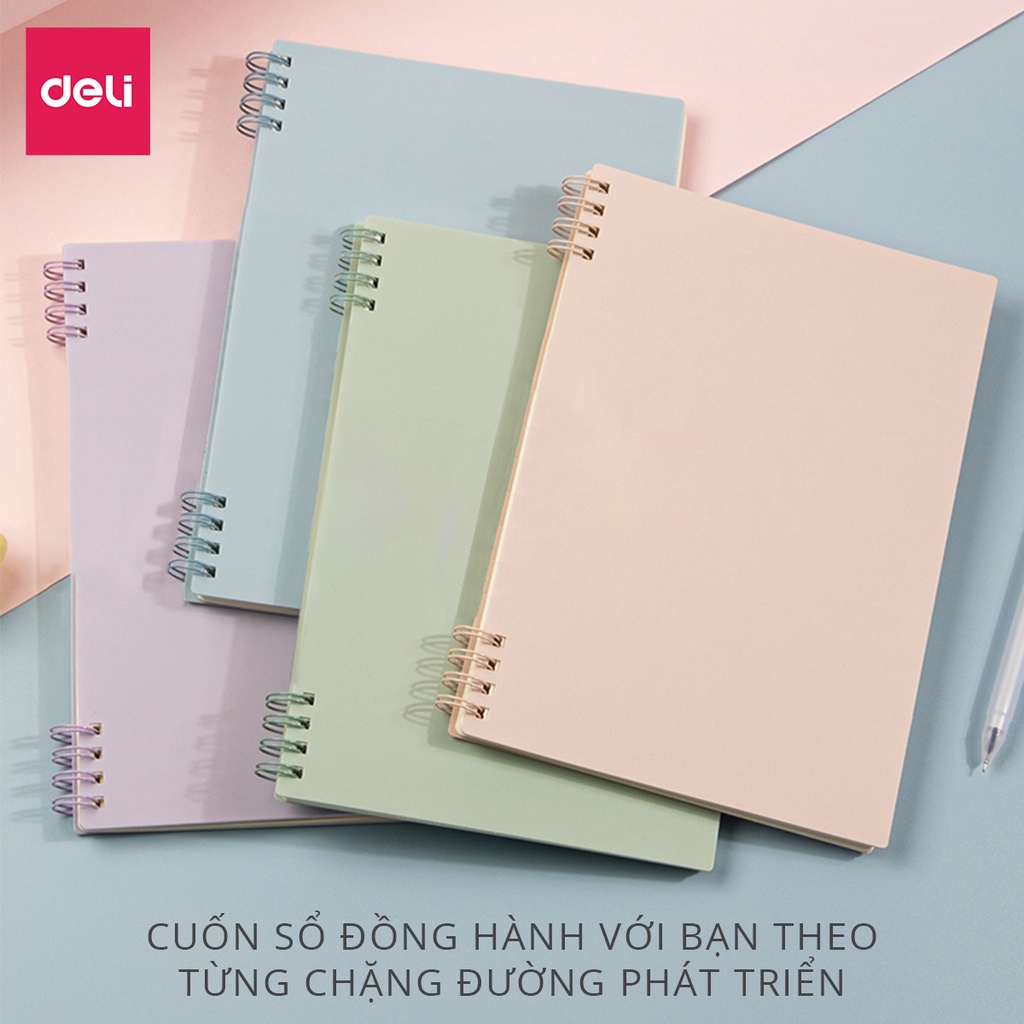 Sổ tay ghi chép Deli - giấy kẻ ngang gáy lòx o 80 trang A5/B5 - 24202/24203