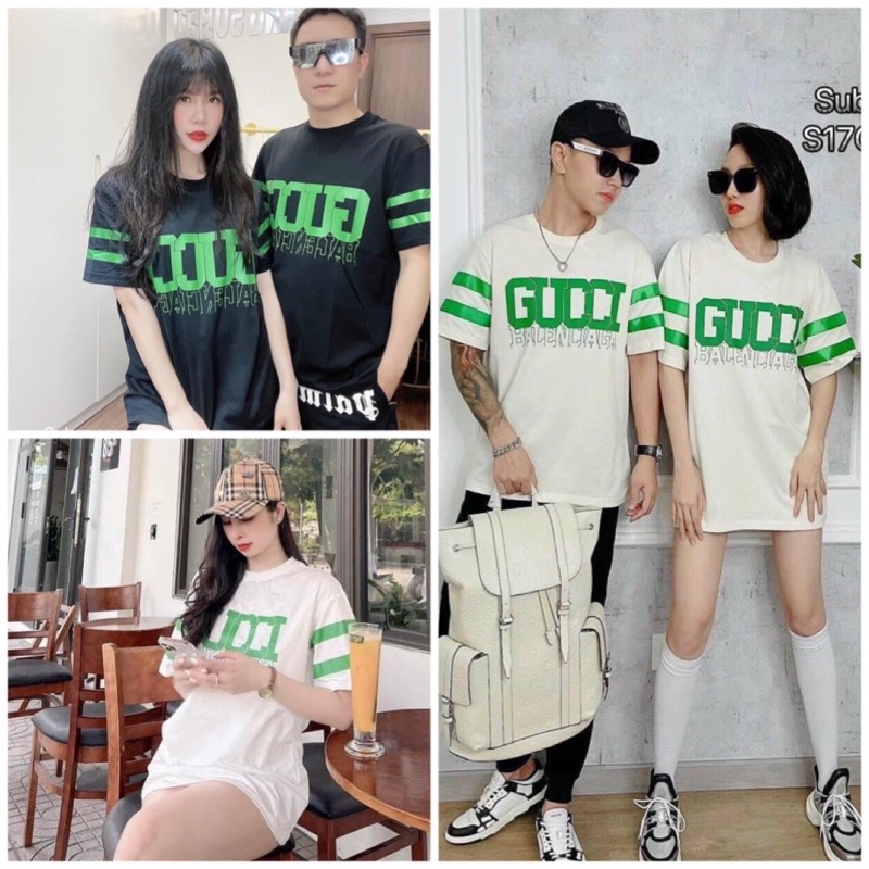 Áo Thun Nữ Form Rộng Chất Đẹp, Áo Phông Vintage 3158 In Hình Hoạ Tiết Chữ G.U Sọc Tay, Tay Lỡ Giấu Quần [Hàng Sẵn]
