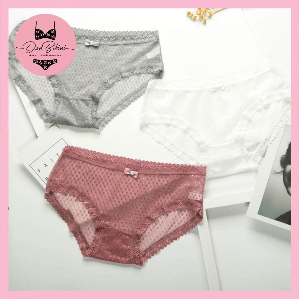 Quần Lót Ren Nữ Sexy xuyên thấu gợi cảm viền tim cao cấp mềm mại mã 2805