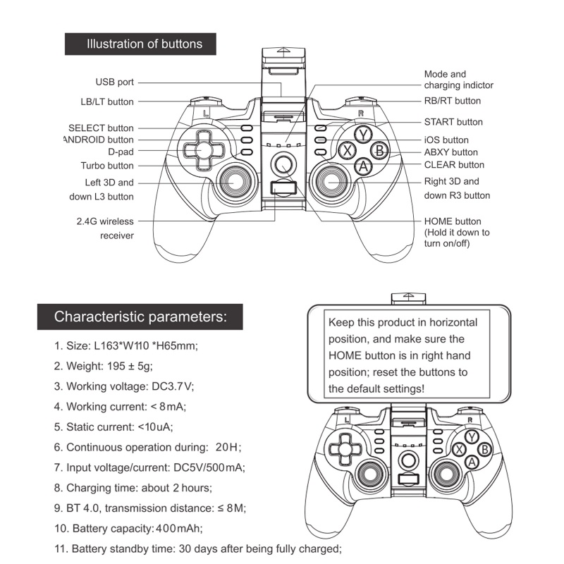 Tay Cầm Chơi Game Bluetooth Không Dây WU T6PRO Cho Điện Thoại Android / IOS