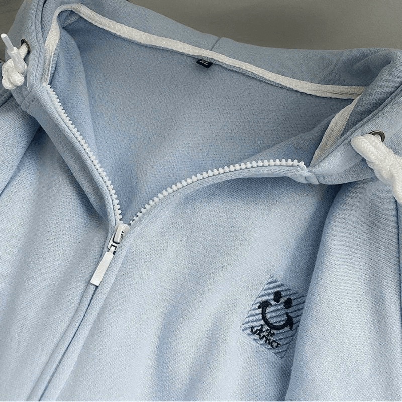 FREE SHIP ÁO KHOÁC NỈ TAY BỒNG HOODIE CHẤT PE MỀM MỊN THOÁNG MÁT THÊU MẶT CƯỜI tnm shop 2022