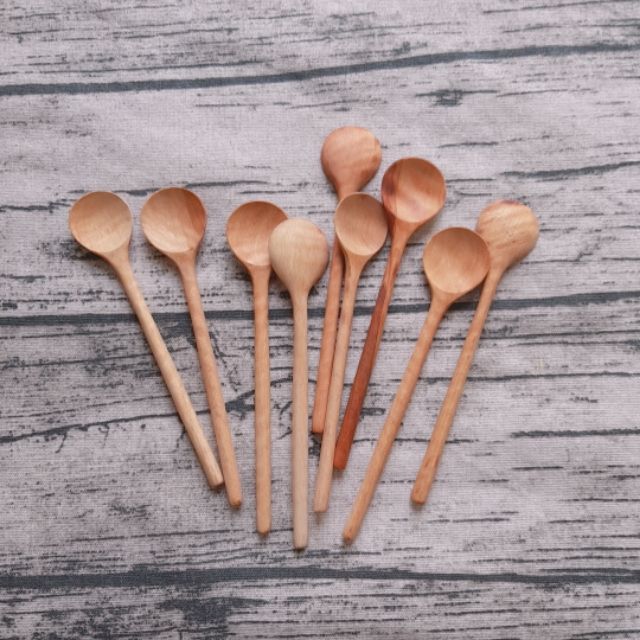 Thìa gỗ nhãn xuất khẩu màu nâu 15x3cm