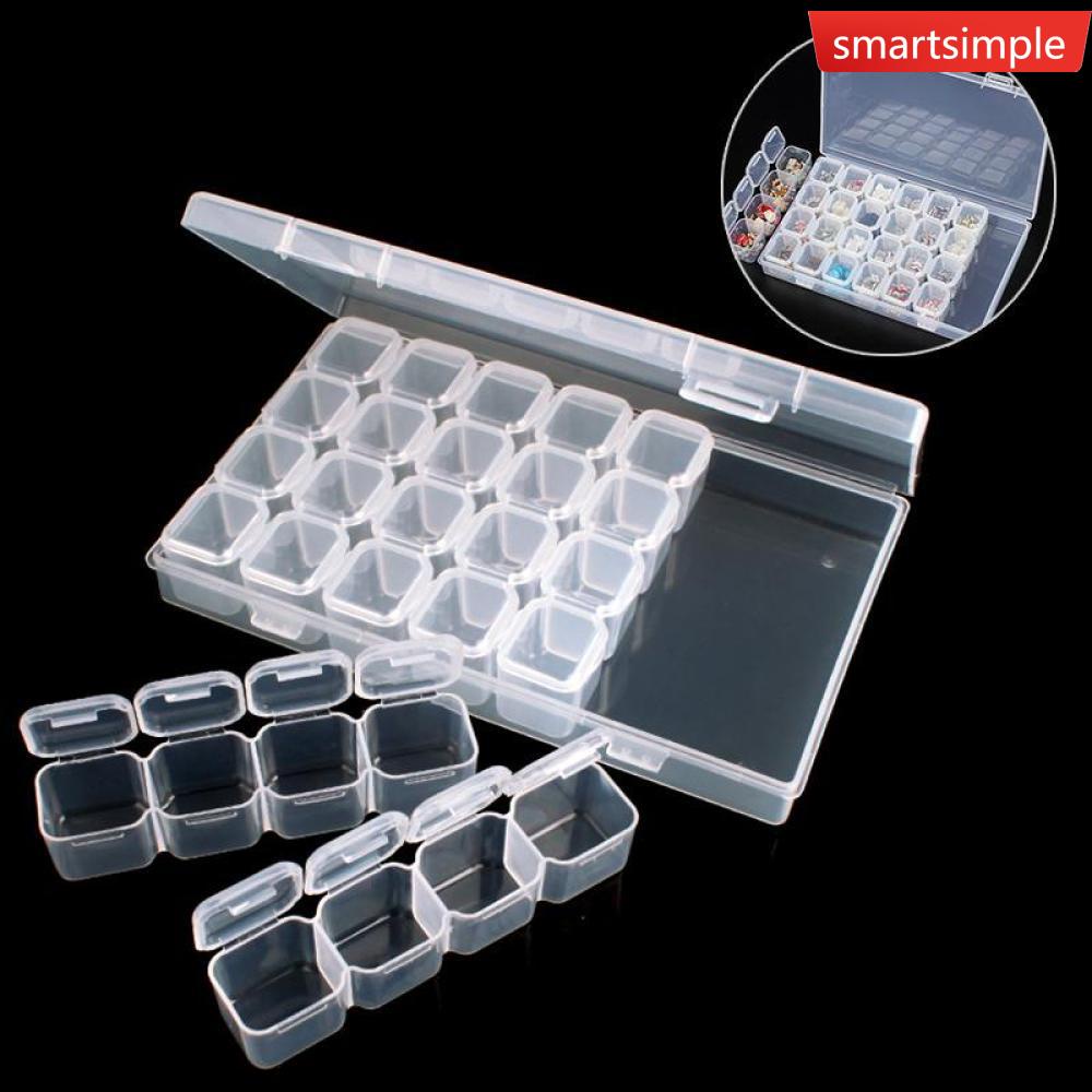 Hộp Nhựa Trong Suốt 28 Ngăn Đựng Trang Sức Tiện Lợi R2Z9
