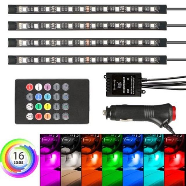 GIÁ SIÊU RẺ - Trọn bộ led sàn, led gầm ghế oto cảm biến đổi màu theo nhạc (có video chi tiết)