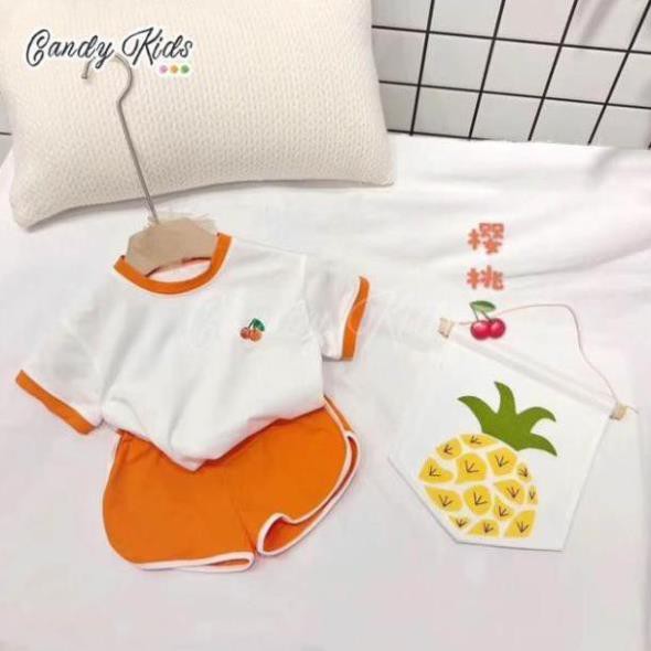 ( KIBO ) Set đồ bộ ngắn tay in họa tiết trái cây xinh xắn dành cho bé