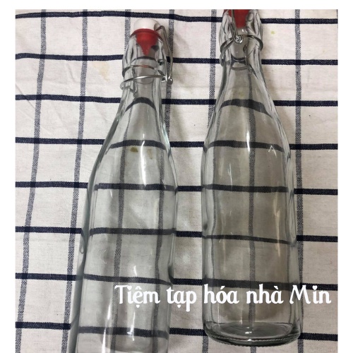 Chai thủy tinh nắp gài màu trắng đựng nước ép hoa quả, f2 kombucha, water kefir.