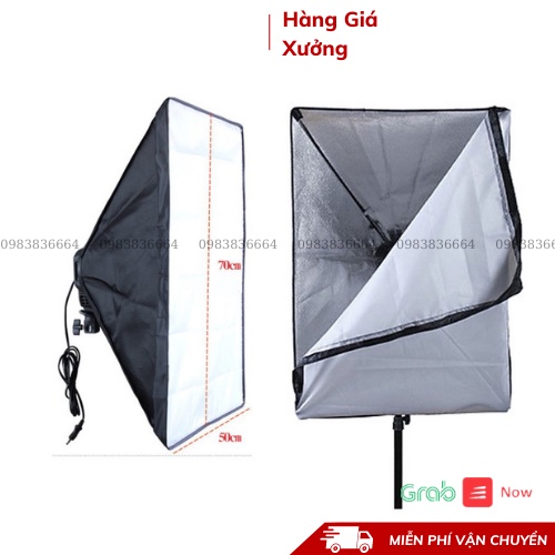 Bộ đèn studio chụp ảnh sản phẩm, quay phim, livestream chuyên nghiệp, chân cao 2m softbox 50x70cm