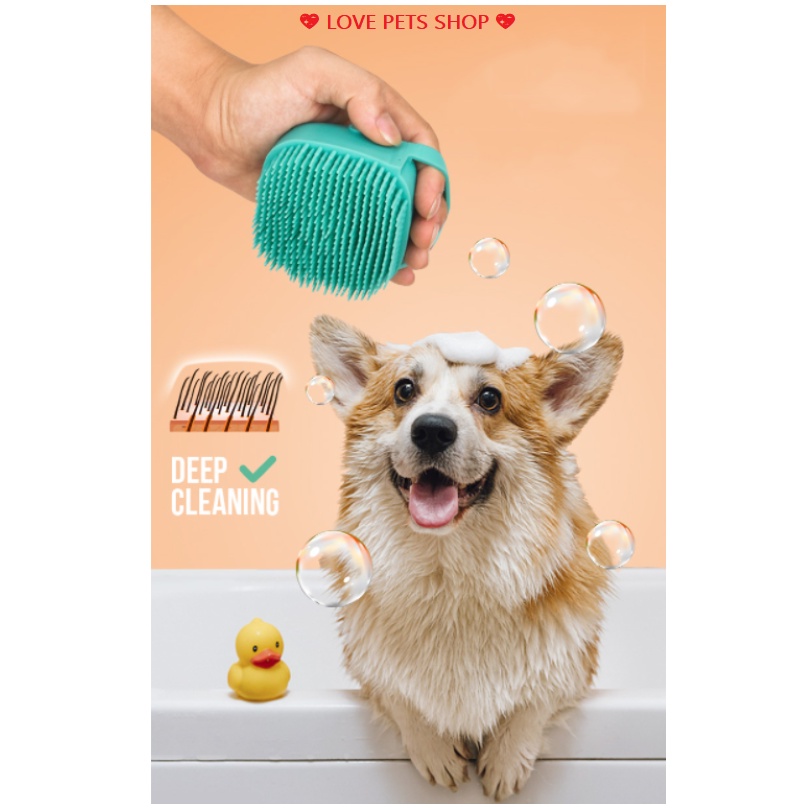 BÀN CHẢI TẮM CHO CHÓ MÈO CÓ KHAY ĐỰNG XÀ BÔNG (COMBO: 10 CÁI) - LOVE PETS SHOP