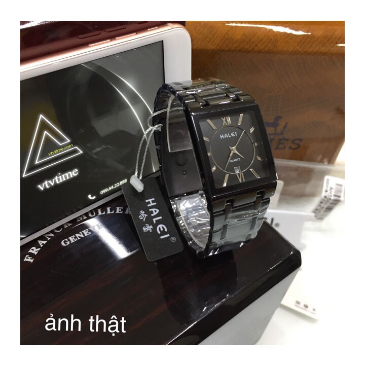 đồng hồ nam đẹp halei HLV08 mặt vuông full đen chống nước chống xước,tặng kèm vòng tì hưu | BigBuy360 - bigbuy360.vn