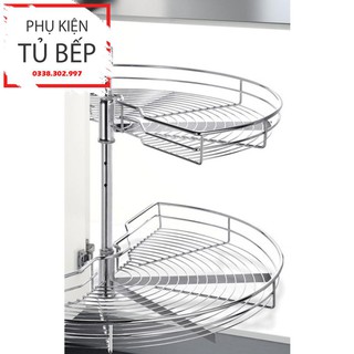 Mâm xoay góc 1/2 VÀ 3/4 lắp tủ bếp tiện lợi, kệ góc xoay inox lắp góc tủ bếp