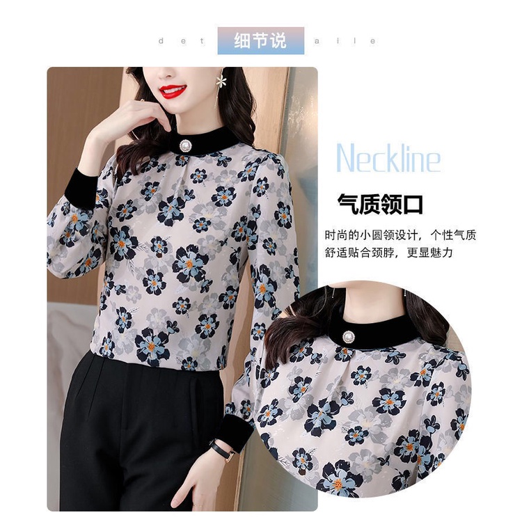 Áo thun tay dài cổ cao size lớn cho phụ nữ trung niên