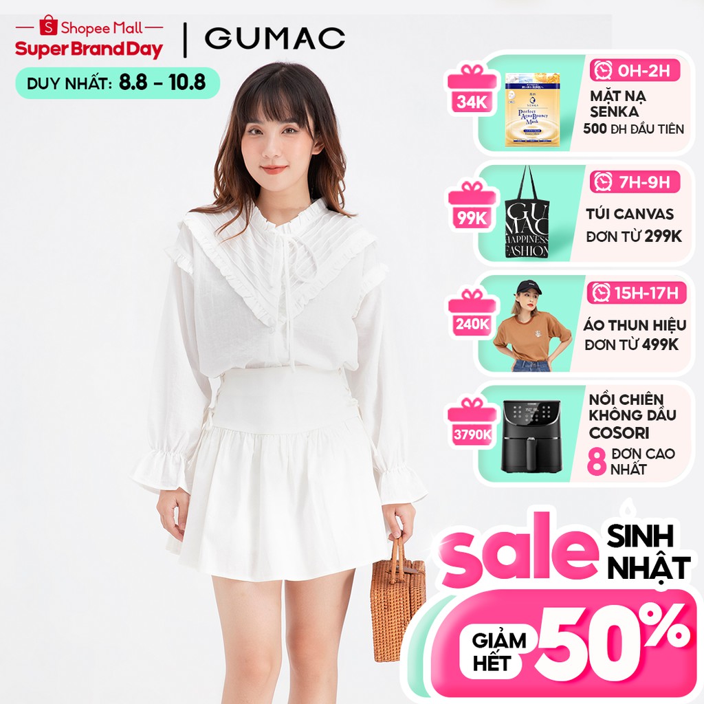 Áo sơ mi xếp ly ngực GUMAC AB638