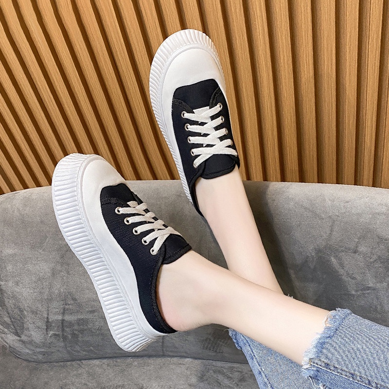 Sục thể thao nữ độn đế 7 phân đế bánh mì chất vải hàng cao cấp