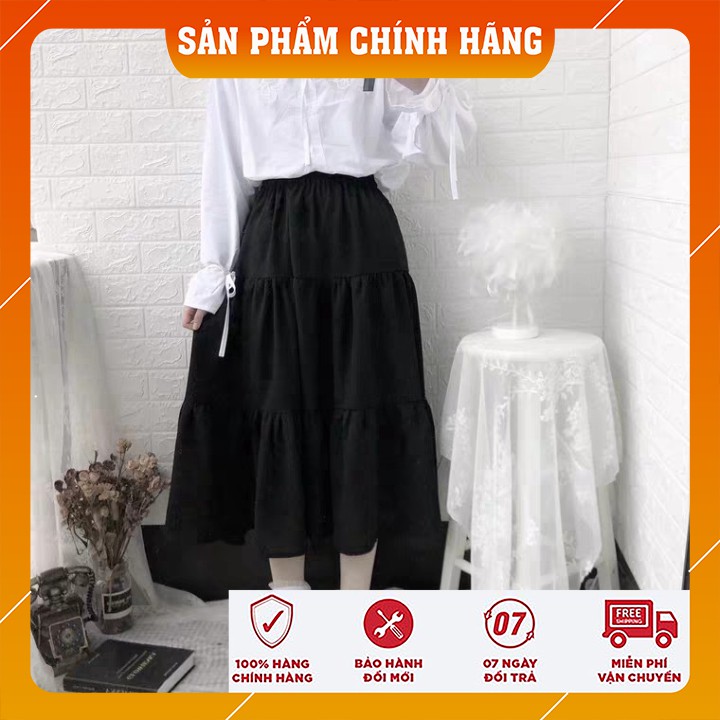 Chân Váy Voan Tầng 2 Lớp Ulzzang Màu Đen - Trắng - Chân Váy Maxi Voan Freesize Hot Hit | BigBuy360 - bigbuy360.vn
