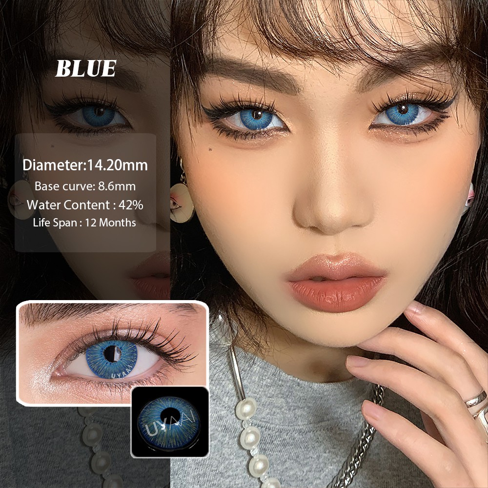 [Hàng mới về] 1 Cặp 2 kính áp tròng màu xanh dương New York Pro