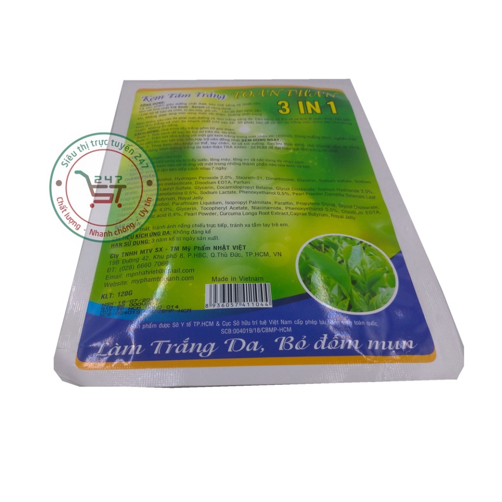 Kem tắm trắng toàn thân Trà xanh Serum Nhật Việt 120g (Lục - Lam) | BigBuy360 - bigbuy360.vn