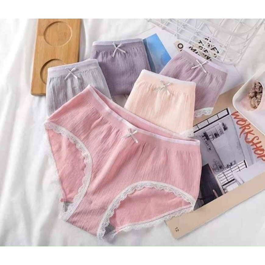 Combo 5 quần lót cotton thiên nga đính nơ, co giãn 4 chiều khánh khuẩn