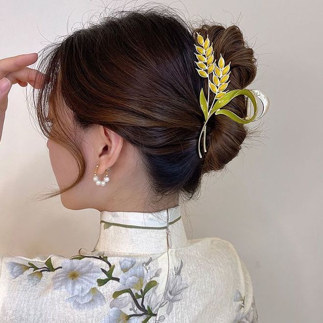 Kẹp Tóc Màu Vàng / Xanh Lá Cỡ Lớn Thời Trang Mùa Hè Tinh Tế Cho Nữ