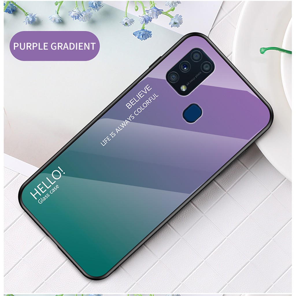 Ốp điện thoại mặt kính cứng cho Samsung Galaxy M31