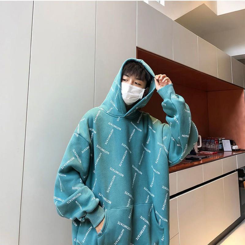Áo hoodie dáng rộng in họa tiết trang trí phong cách hiphop