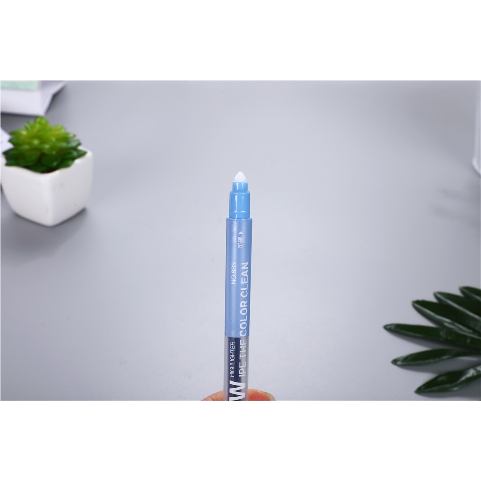 Bút đánh dấu hai đầu có thể xóa được đánh dấu huỳnh quang WIPE THE COLOR CLEAN HIGHLIGHTER