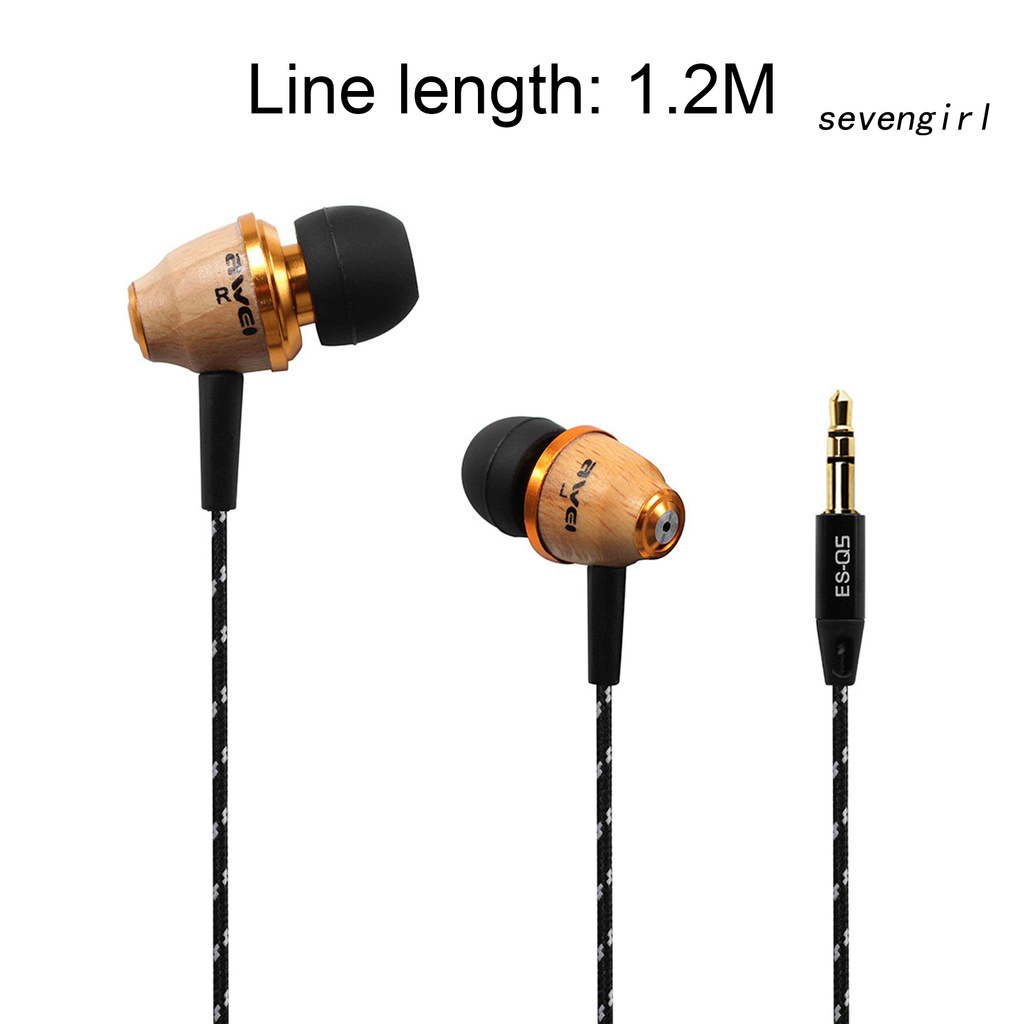 Tai Nghe Nhét Tai Sev-Awei Es-Q5 Vỏ Gỗ Cổng 3.5mm