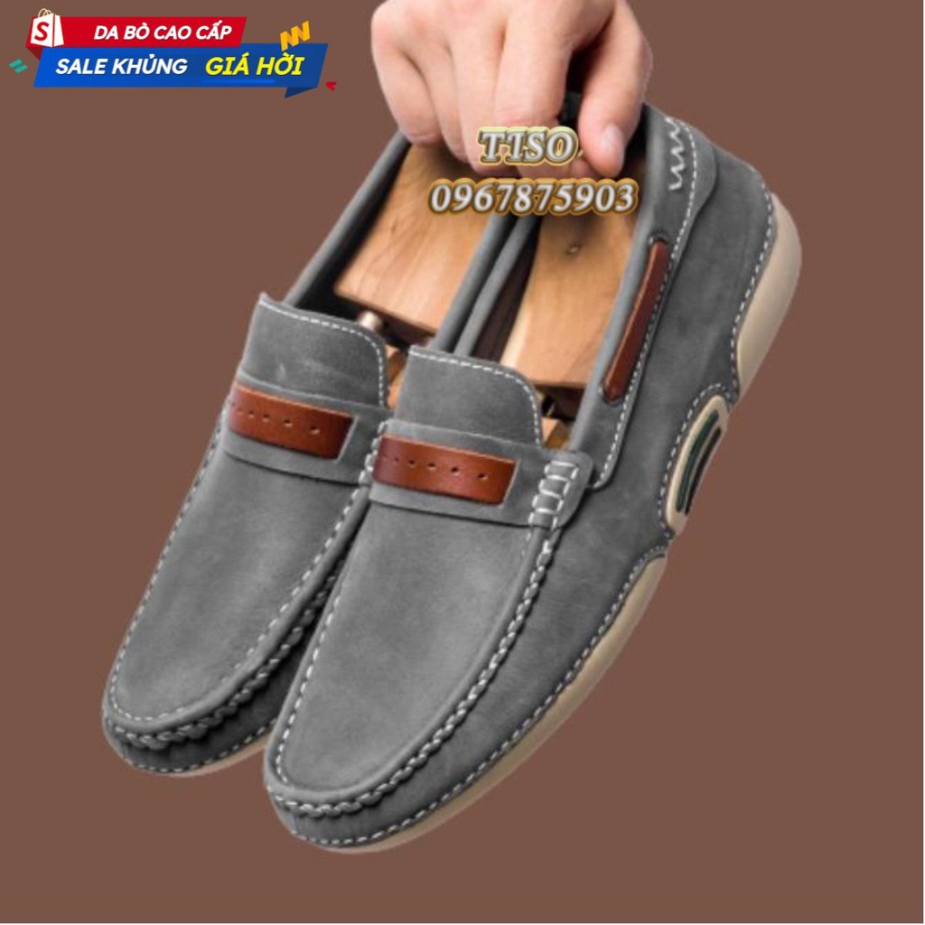 GIÀY LƯỜI NAM DA BÒ LAPPAN ⚡FREESHIP⚡ ĐẾ KHÂU  3 LỚP SIÊU BỀN - GIÀY MỌI PHONG CÁCH SANG TRỌNG LỊCH SỰ - BẢO HÀNH 12T