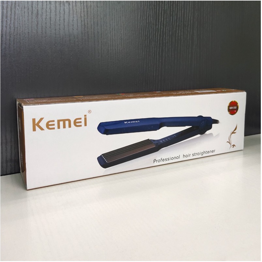 Máy Dập Xù Tóc Bản To KEMEI 332, 4 Mức Chỉnh Nhiệt, Chức Năng Dập Xù, Bấm Mè, Tảo Kiểu Tóc Làm Phồng Chân Tóc