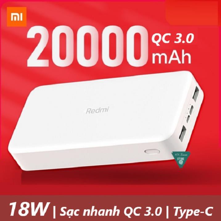 Sạc Dự Phòng Redmi Xiaomi 20000mAh - Chính Hãng - Hỗ Trợ Sạc Nhanh 18W- Tặng Kèm Cáp Sạc