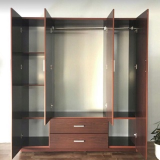 Tủ nhựa đài loan cao câp lõi gỗ 4 cánh cao 1m8 ngang 165 sâu 48cm ( 2/3 buồng, có gương)