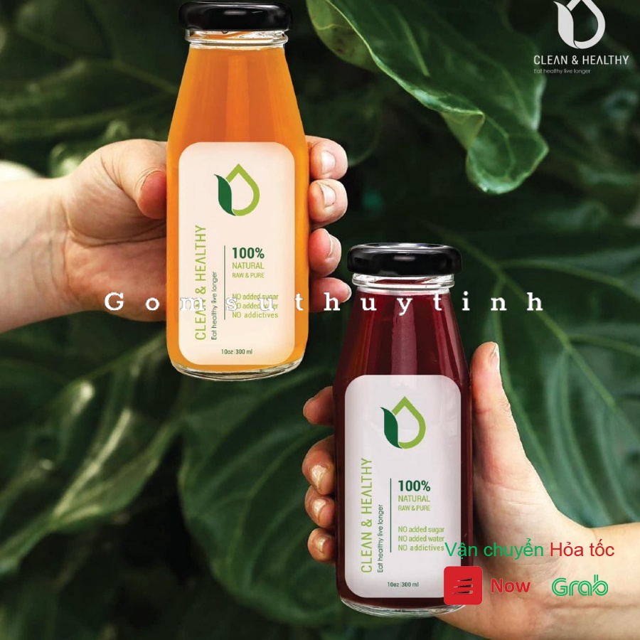 Chai thủy tinh nắp thiếc xoáy vặn đựng nước ép, thực phẩm dung tích 250ml