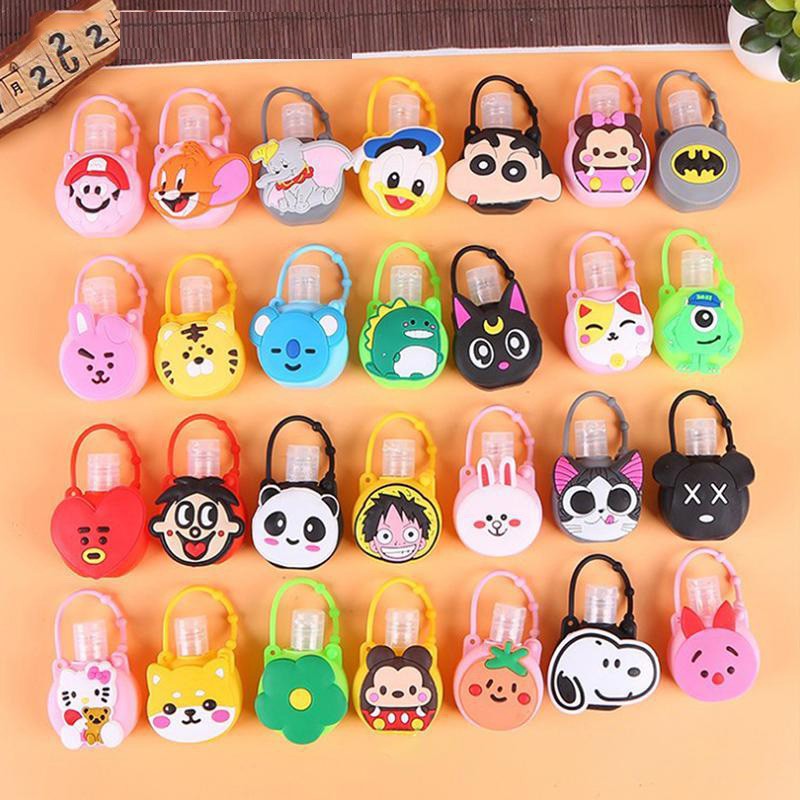 Bình đựng nước rửa tay sát khuẩn mini treo balo móc khóa vỏ ngoài bằng silicon kiểu dáng hoạt hình dễ thương