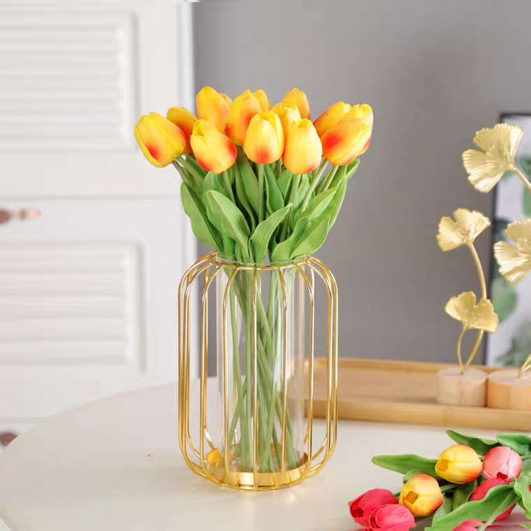 Hoa tulip giả giống thật 99% - LÁ XOĂN LOẠI 1- 1 CÀNH