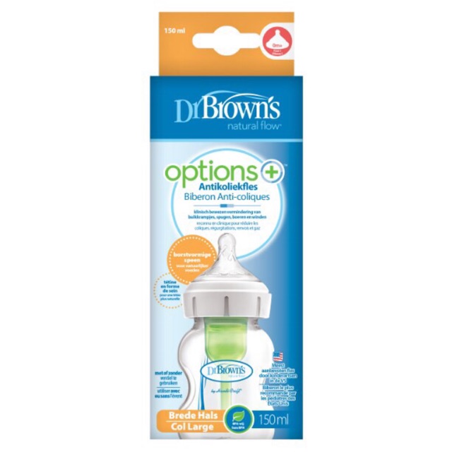Bình sữa cổ rộng Dr.Brown's options Plus 150ml (phiên bản mới 2019)