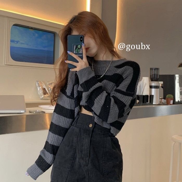 Áo crotop len LANIESTORE dài tay ulzzang cá tính sang chảnh phong cách Hàn Quốc