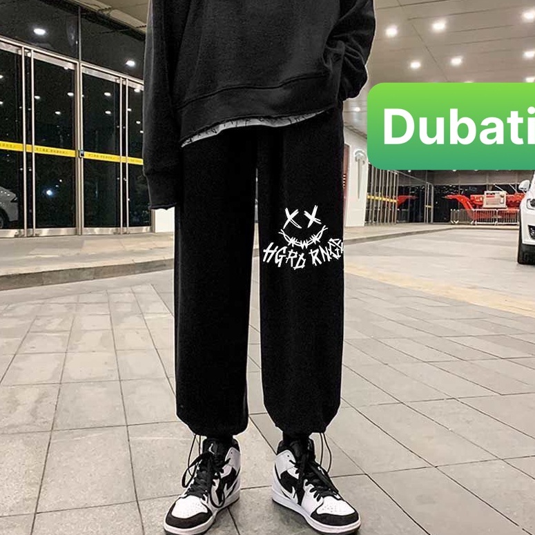 QUẦN JOGGER NAM NỮ UNISEX CHẤT NỈ DÀY DA CÁ ỐNG SUÔNG RỘNG IN MẶT CƯỜI PHONG CÁCH CAO CẤP MỚI -DUBATI FAHION