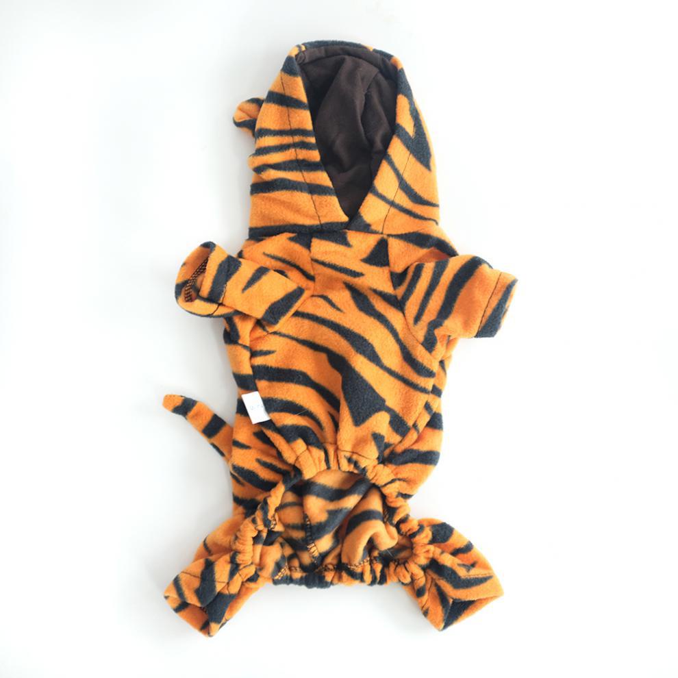 Trang Phục Hóa Trang Vải Nhung Hình Hổ Giữ Ấm Mùa Đông Cho Chó Mèo XS-XXL