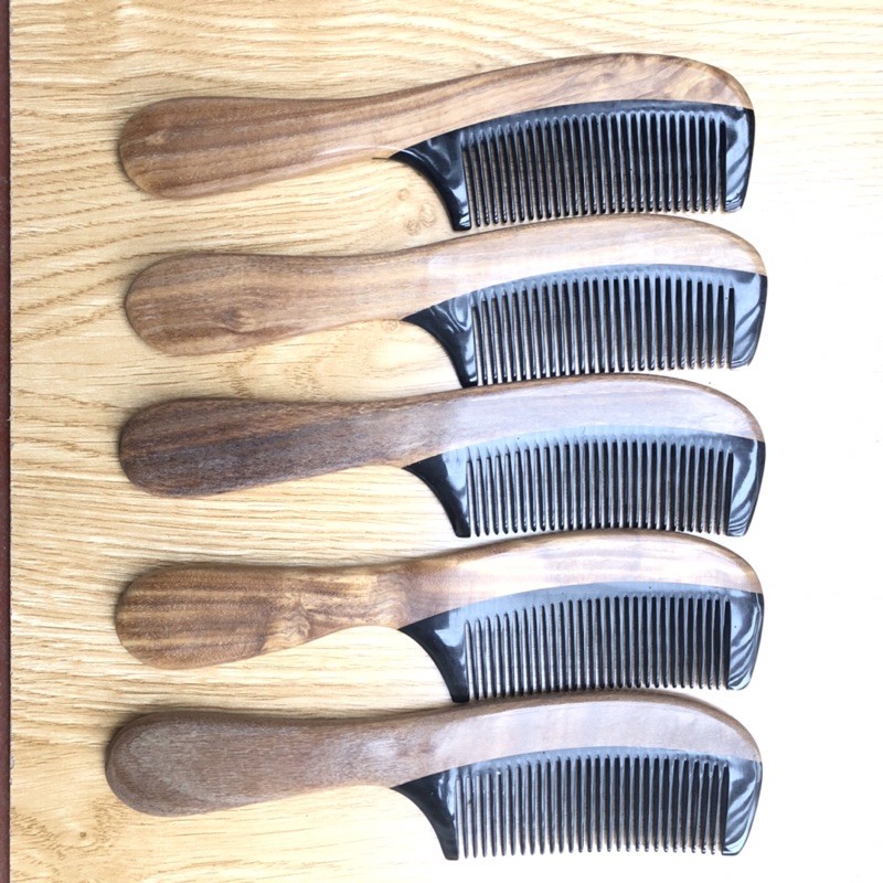 Lược gỗ ghép răng sừng xuất khẩu Cao Cấp (Size: XL-20cm) Chống tích điện - COH260
