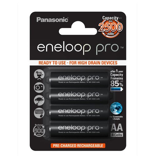 Bộ 4 viên Pin AA sạc Pana Eneloop 2500 mAh new 100%