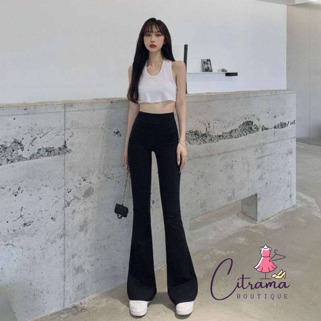 Quần ống loe cạp cao legging dáng dài quần ống loe nâng mông che khuyết điểm đùi to QL01 | BigBuy360 - bigbuy360.vn