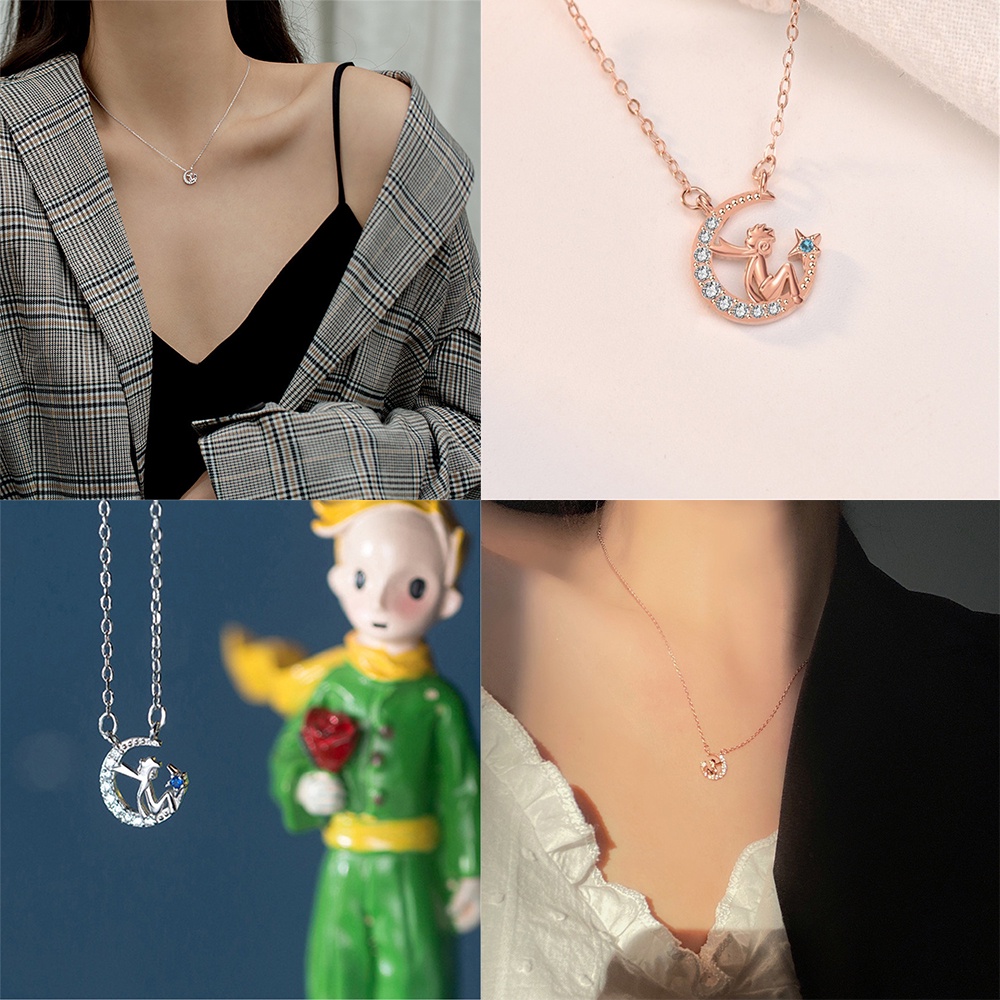 1 Vòng cổ bạc Sterling không phai mặt hình hoàng tử bé sang trọng cho nữ