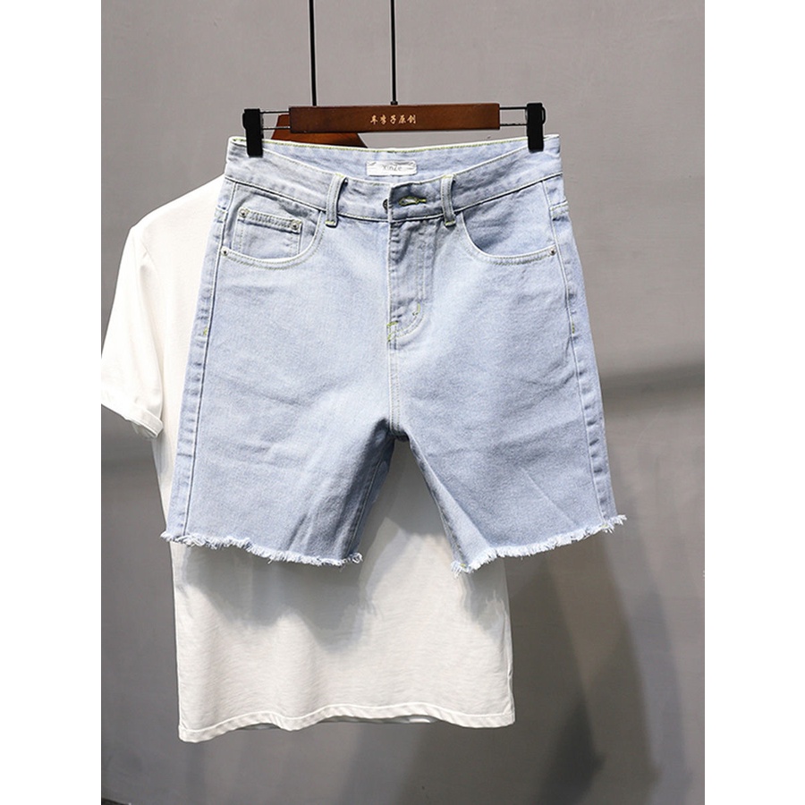 Hàng Có Sẵn Quần Short Jean Xanh Nhạt Trẻ Trung Phiên Bản Mới Mùa Hè 5 Phút