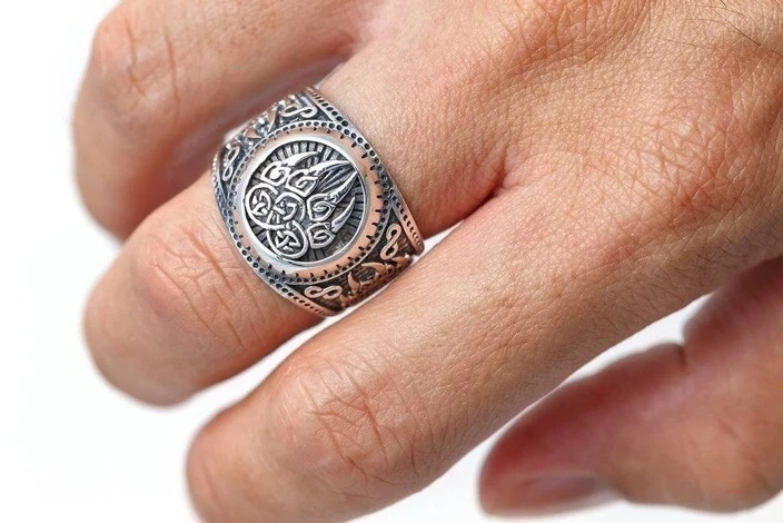 Nhẫn hợp kim khắc hình vuốt gấu phong cách cá tính cho nam