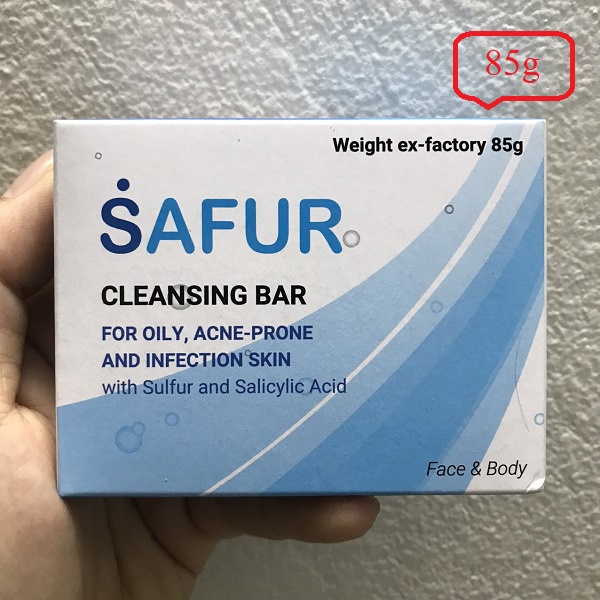 Xà phòng tắm SAFUR giảm mụn lưng ngực, xà phòng tắm cho da mụn trứng cá viêm da nấm da ghẻ vảy nến  85g