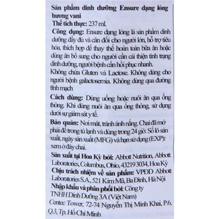 Lốc 6 chai Ensure nước vị vani (237ml)