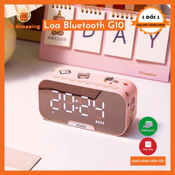 🌈 Loa Bluetooth G10 🌈 Màn Hình Tráng Gương Hiển Thị Đèn Led - Đài FM - Đồng Hồ Báo Thức