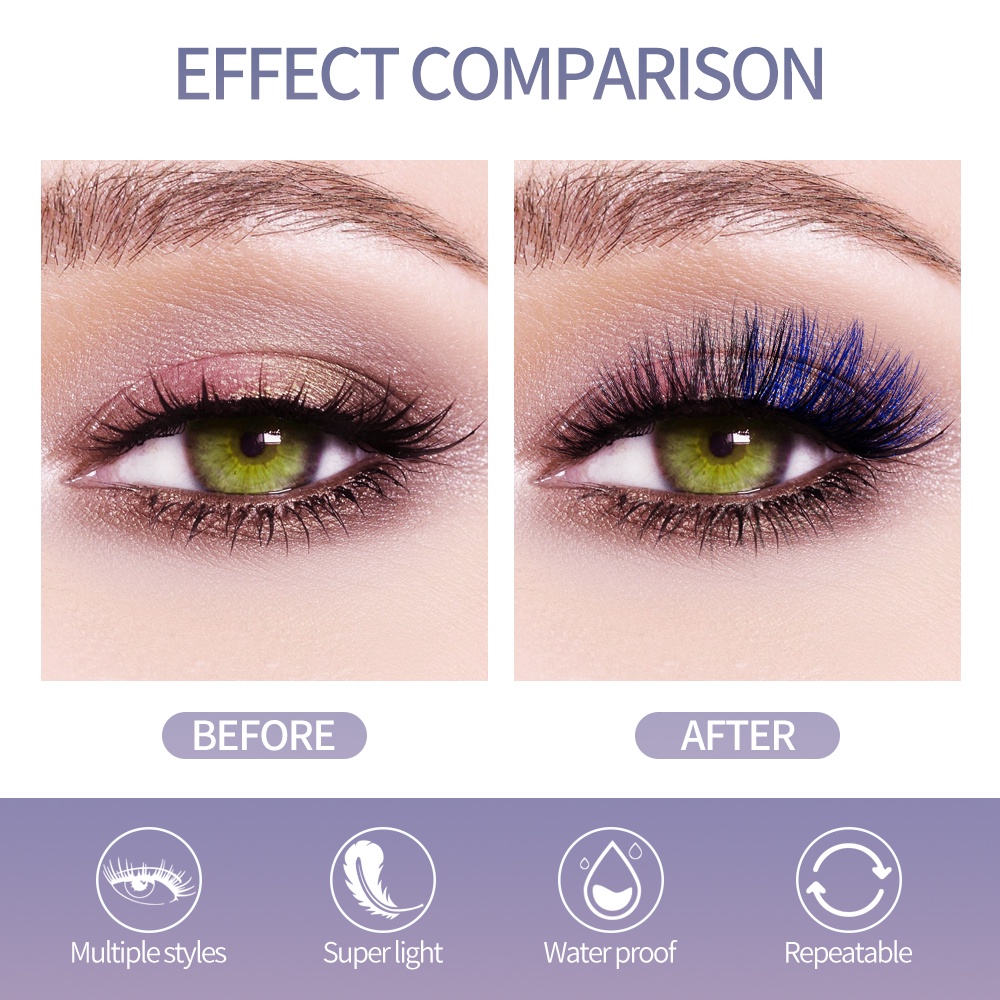 [Hàng mới về] Set 2 cặp lông mi giả màu sắc đa dạng thời trang tiện dụng