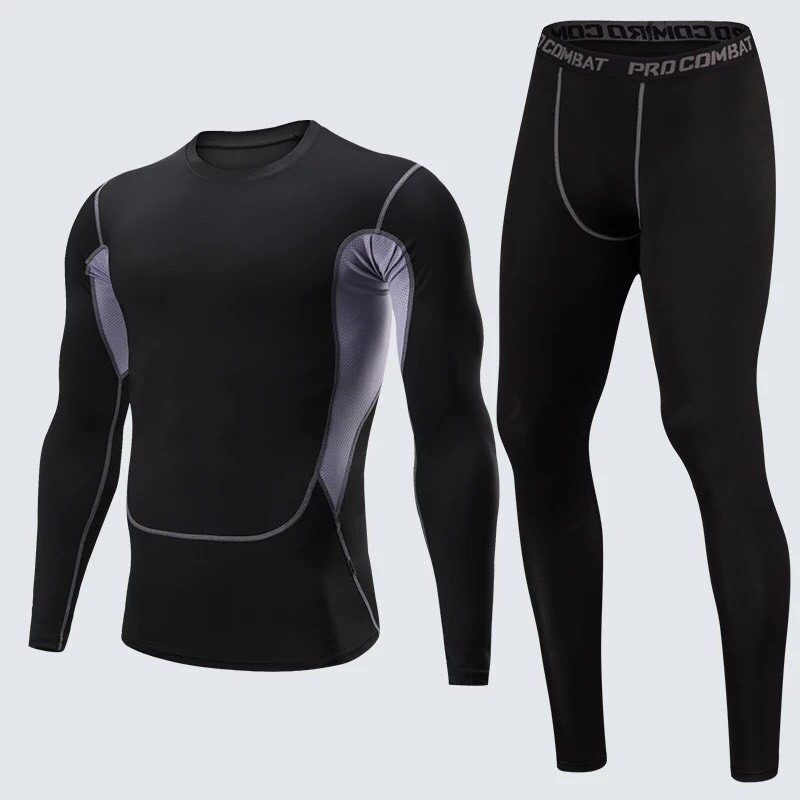 Áo Legging - Áo Giữ Nhiệt Chuyên Thể Thao Nam Dài Tay Đen Xám